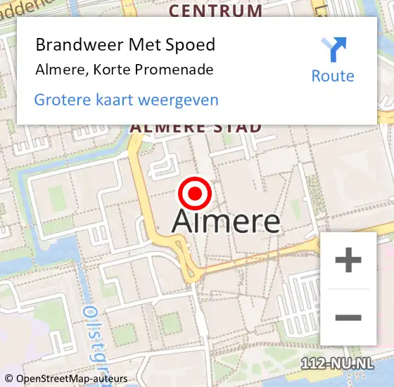 Locatie op kaart van de 112 melding: Brandweer Met Spoed Naar Almere, Korte Promenade op 17 februari 2024 21:38
