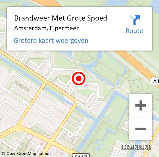 Locatie op kaart van de 112 melding: Brandweer Met Grote Spoed Naar Amsterdam, Elpermeer op 17 februari 2024 22:08
