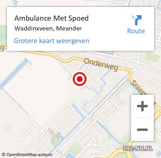 Locatie op kaart van de 112 melding: Ambulance Met Spoed Naar Waddinxveen, Meander op 17 februari 2024 22:43