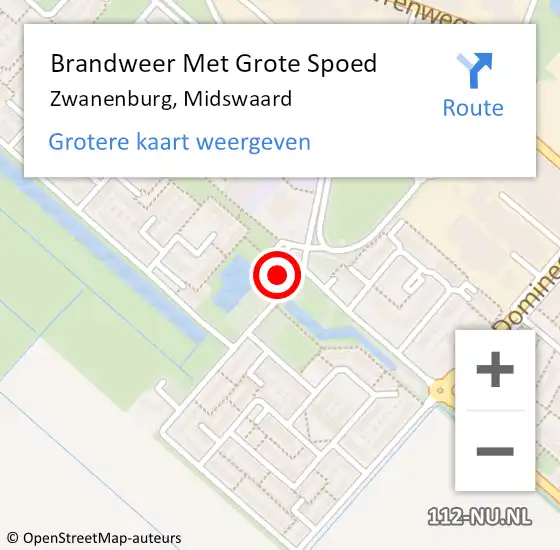 Locatie op kaart van de 112 melding: Brandweer Met Grote Spoed Naar Zwanenburg, Midswaard op 17 februari 2024 22:49