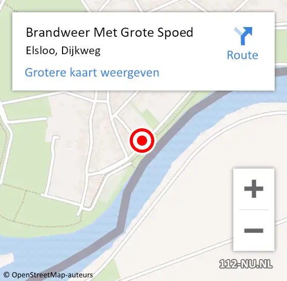 Locatie op kaart van de 112 melding: Brandweer Met Grote Spoed Naar Elsloo, Dijkweg op 17 februari 2024 22:57
