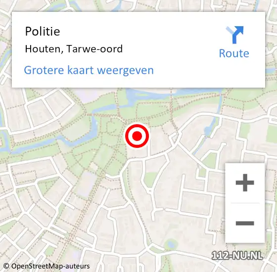Locatie op kaart van de 112 melding: Politie Houten, Tarwe-oord op 17 februari 2024 23:30