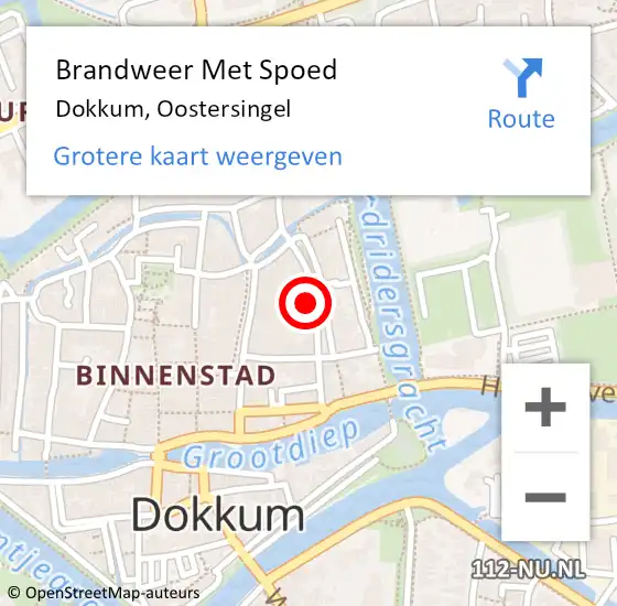 Locatie op kaart van de 112 melding: Brandweer Met Spoed Naar Dokkum, Oostersingel op 17 februari 2024 23:32