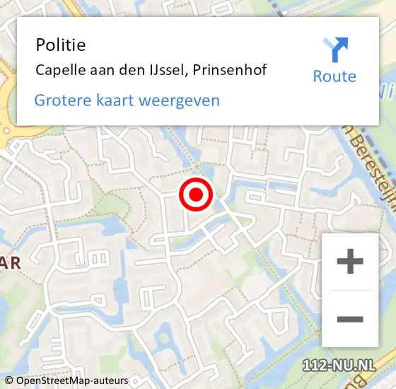 Locatie op kaart van de 112 melding: Politie Capelle aan den IJssel, Prinsenhof op 17 februari 2024 23:39