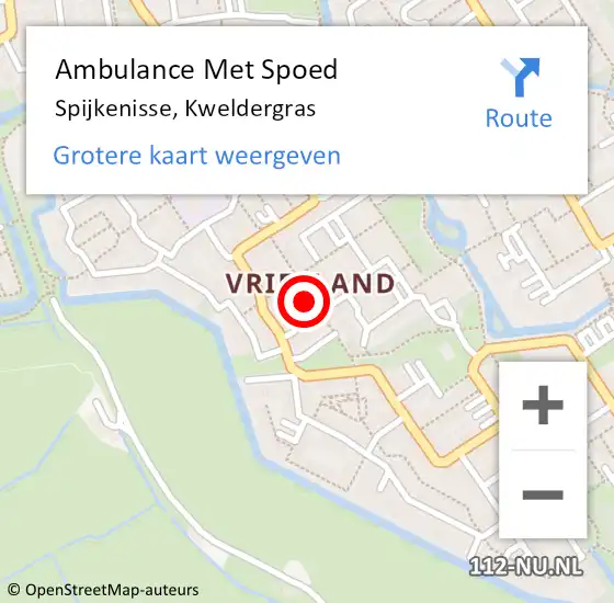 Locatie op kaart van de 112 melding: Ambulance Met Spoed Naar Spijkenisse, Kweldergras op 17 februari 2024 23:57