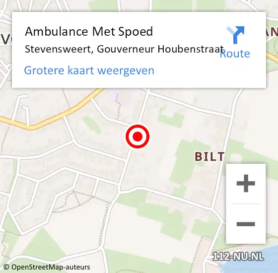 Locatie op kaart van de 112 melding: Ambulance Met Spoed Naar Stevensweert, Gouverneur Houbenstraat op 18 februari 2024 00:16