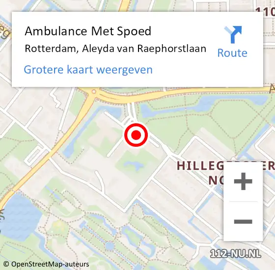 Locatie op kaart van de 112 melding: Ambulance Met Spoed Naar Rotterdam, Aleyda van Raephorstlaan op 18 februari 2024 00:34