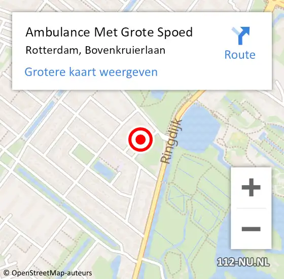 Locatie op kaart van de 112 melding: Ambulance Met Grote Spoed Naar Rotterdam, Bovenkruierlaan op 18 februari 2024 02:20