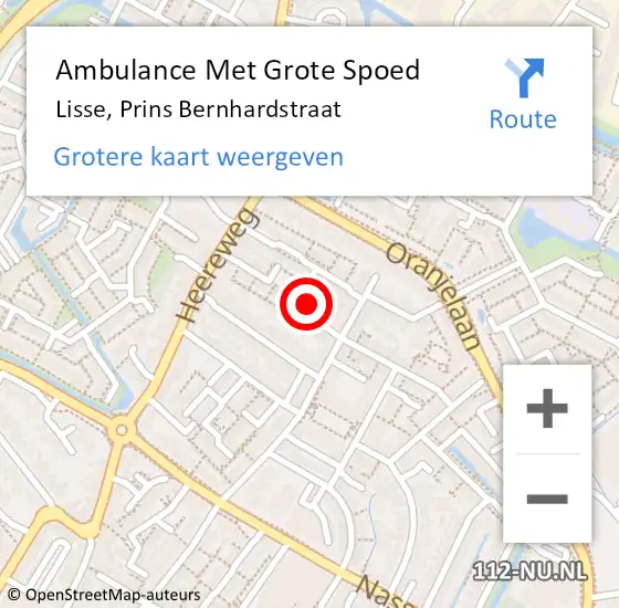 Locatie op kaart van de 112 melding: Ambulance Met Grote Spoed Naar Lisse, Prins Bernhardstraat op 18 februari 2024 03:20