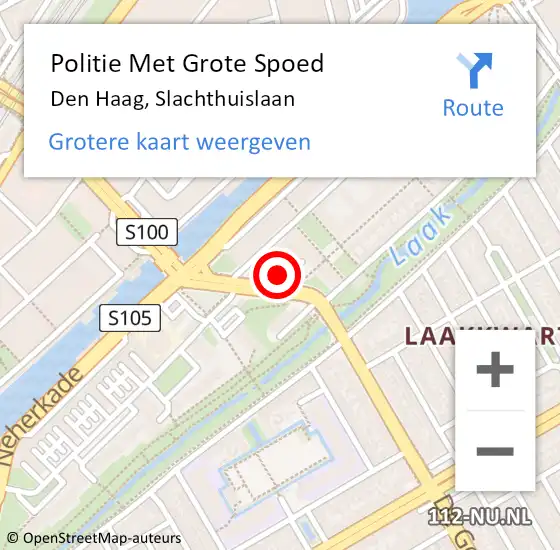 Locatie op kaart van de 112 melding: Politie Met Grote Spoed Naar Den Haag, Slachthuislaan op 18 februari 2024 03:28