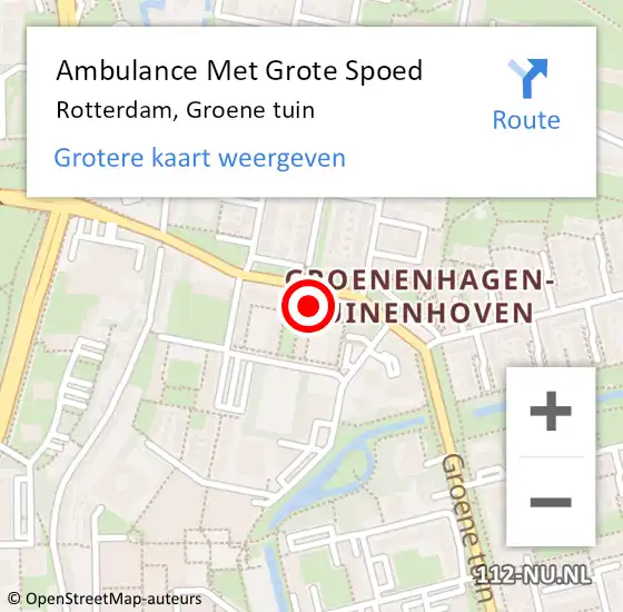 Locatie op kaart van de 112 melding: Ambulance Met Grote Spoed Naar Rotterdam, Groene tuin op 18 februari 2024 03:34