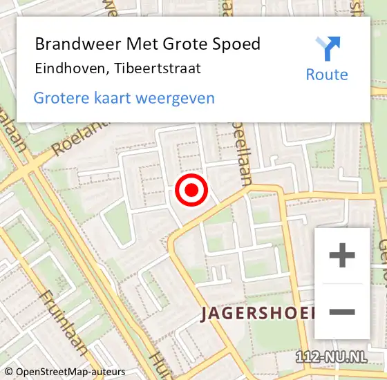 Locatie op kaart van de 112 melding: Brandweer Met Grote Spoed Naar Eindhoven, Tibeertstraat op 18 februari 2024 04:14