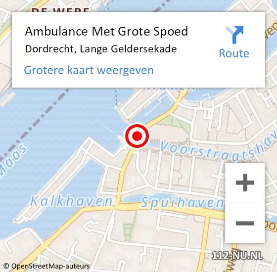 Locatie op kaart van de 112 melding: Ambulance Met Grote Spoed Naar Dordrecht, Lange Geldersekade op 18 februari 2024 04:42