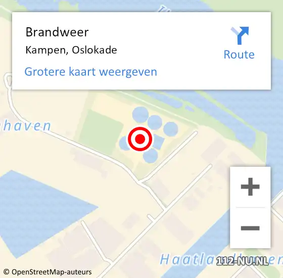 Locatie op kaart van de 112 melding: Brandweer Kampen, Oslokade op 18 februari 2024 05:06