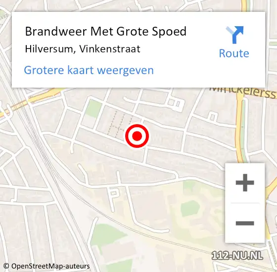 Locatie op kaart van de 112 melding: Brandweer Met Grote Spoed Naar Hilversum, Vinkenstraat op 18 februari 2024 05:28