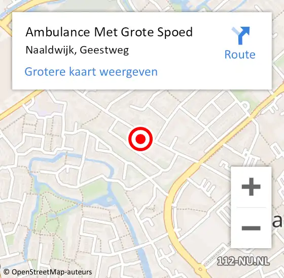 Locatie op kaart van de 112 melding: Ambulance Met Grote Spoed Naar Naaldwijk, Geestweg op 18 februari 2024 05:30