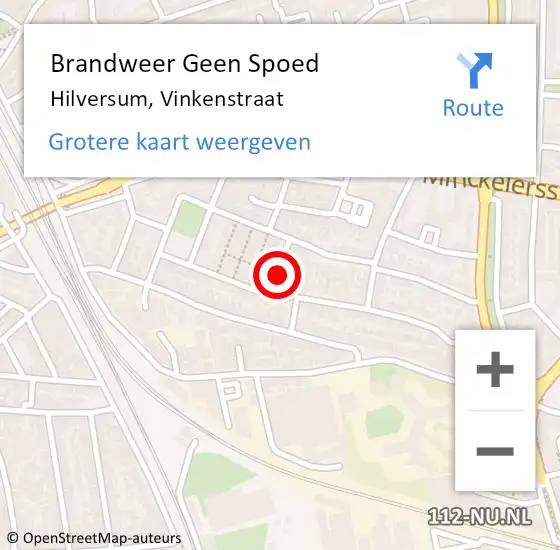 Locatie op kaart van de 112 melding: Brandweer Geen Spoed Naar Hilversum, Vinkenstraat op 18 februari 2024 05:40