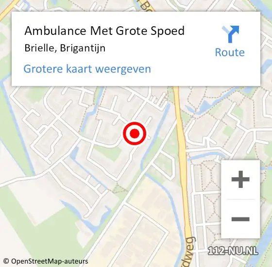 Locatie op kaart van de 112 melding: Ambulance Met Grote Spoed Naar Brielle, Brigantijn op 18 februari 2024 06:43
