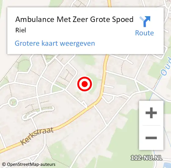 Locatie op kaart van de 112 melding: Ambulance Met Zeer Grote Spoed Naar Riel op 18 februari 2024 07:09