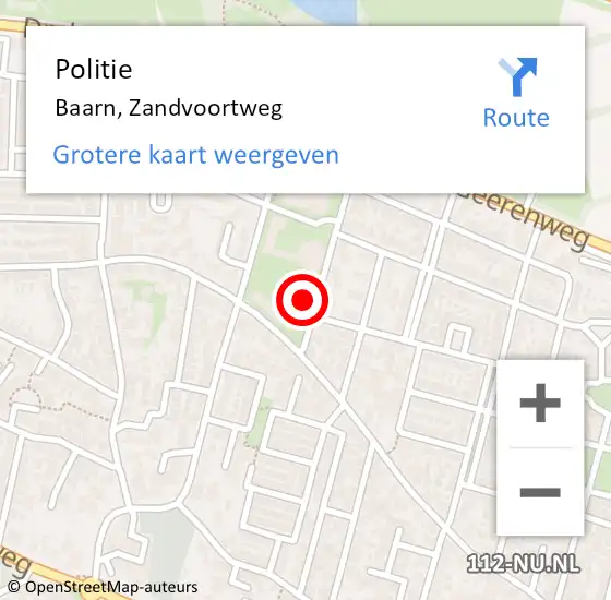 Locatie op kaart van de 112 melding: Politie Baarn, Zandvoortweg op 18 februari 2024 07:25