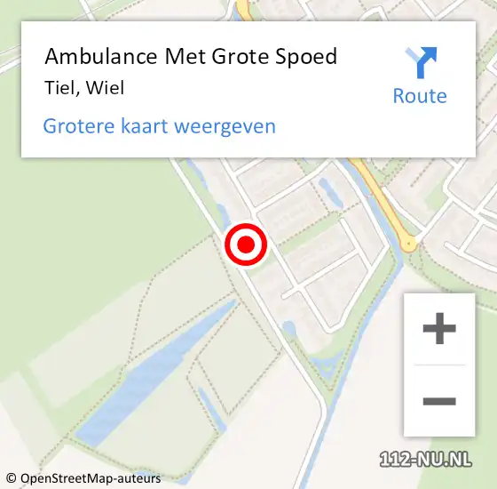 Locatie op kaart van de 112 melding: Ambulance Met Grote Spoed Naar Tiel, Wiel op 18 februari 2024 07:41