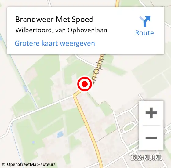 Locatie op kaart van de 112 melding: Brandweer Met Spoed Naar Wilbertoord, van Ophovenlaan op 18 februari 2024 07:57