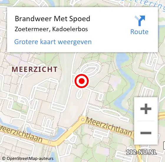 Locatie op kaart van de 112 melding: Brandweer Met Spoed Naar Zoetermeer, Kadoelerbos op 18 februari 2024 08:09