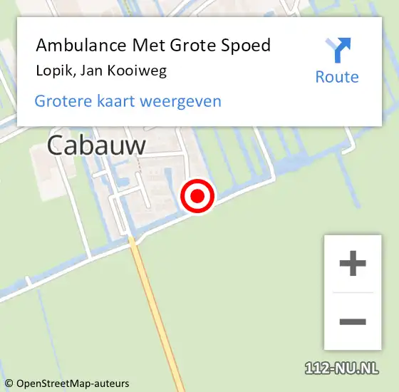 Locatie op kaart van de 112 melding: Ambulance Met Grote Spoed Naar Lopik, Jan Kooiweg op 18 februari 2024 08:15