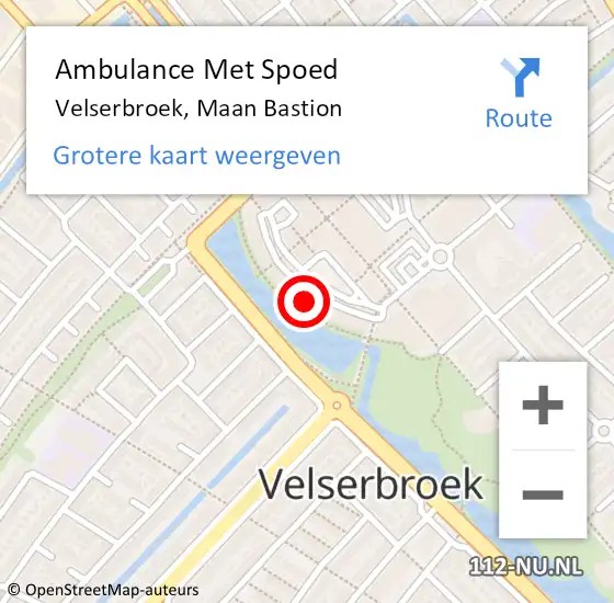Locatie op kaart van de 112 melding: Ambulance Met Spoed Naar Velserbroek, Maan Bastion op 18 februari 2024 08:21