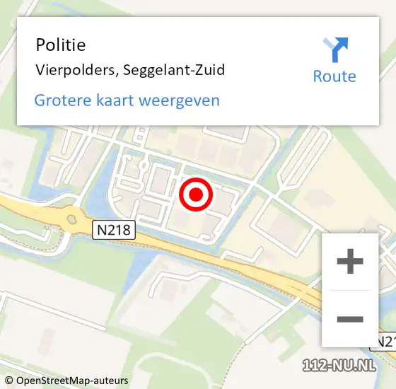 Locatie op kaart van de 112 melding: Politie Vierpolders, Seggelant-Zuid op 18 februari 2024 08:26