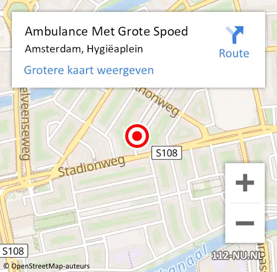 Locatie op kaart van de 112 melding: Ambulance Met Grote Spoed Naar Amsterdam, Hygiëaplein op 18 februari 2024 08:30