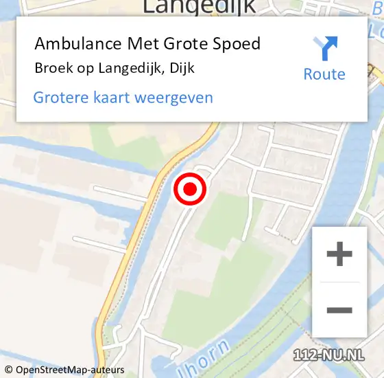 Locatie op kaart van de 112 melding: Ambulance Met Grote Spoed Naar Broek op Langedijk, Dijk op 18 februari 2024 09:02