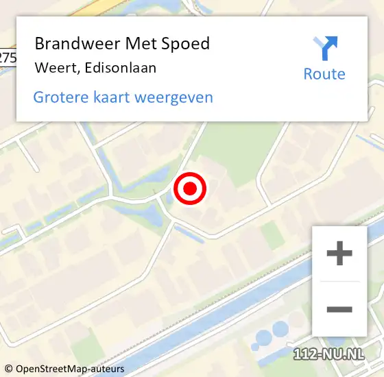 Locatie op kaart van de 112 melding: Brandweer Met Spoed Naar Weert, Edisonlaan op 18 februari 2024 09:57