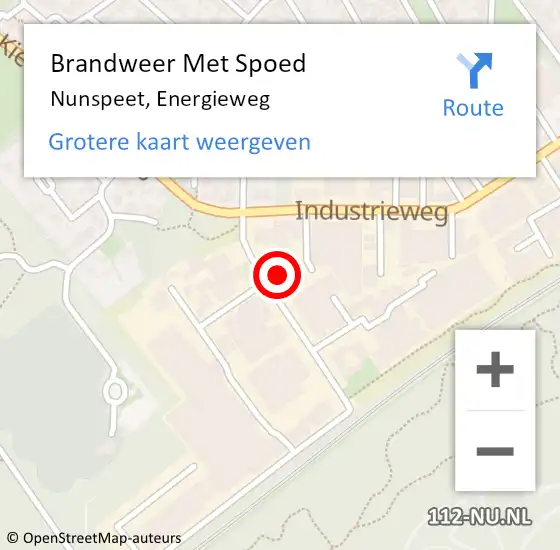 Locatie op kaart van de 112 melding: Brandweer Met Spoed Naar Nunspeet, Energieweg op 18 februari 2024 10:05