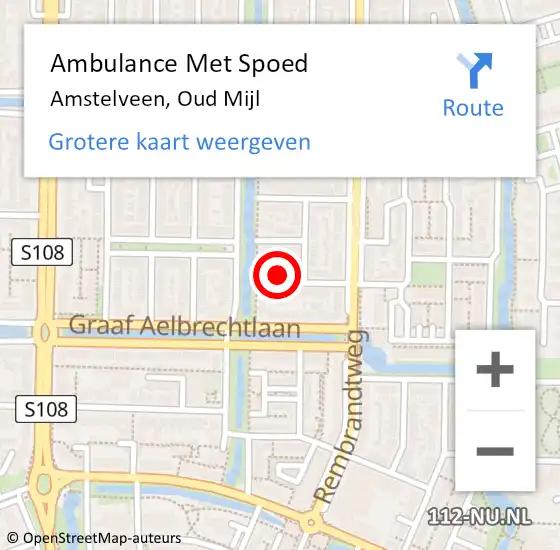 Locatie op kaart van de 112 melding: Ambulance Met Spoed Naar Amstelveen, Oud Mijl op 18 februari 2024 10:16