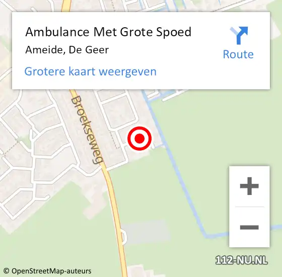 Locatie op kaart van de 112 melding: Ambulance Met Grote Spoed Naar Ameide, De Geer op 18 februari 2024 10:20