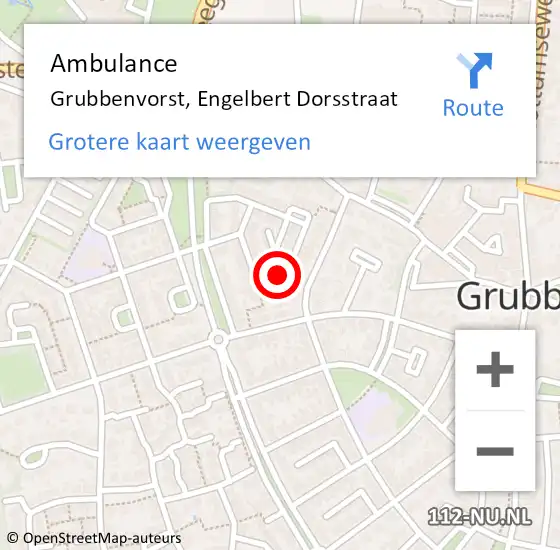 Locatie op kaart van de 112 melding: Ambulance Grubbenvorst, Engelbert Dorsstraat op 26 september 2014 11:02