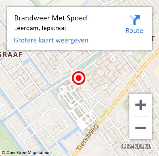 Locatie op kaart van de 112 melding: Brandweer Met Spoed Naar Leerdam, Iepstraat op 18 februari 2024 10:31