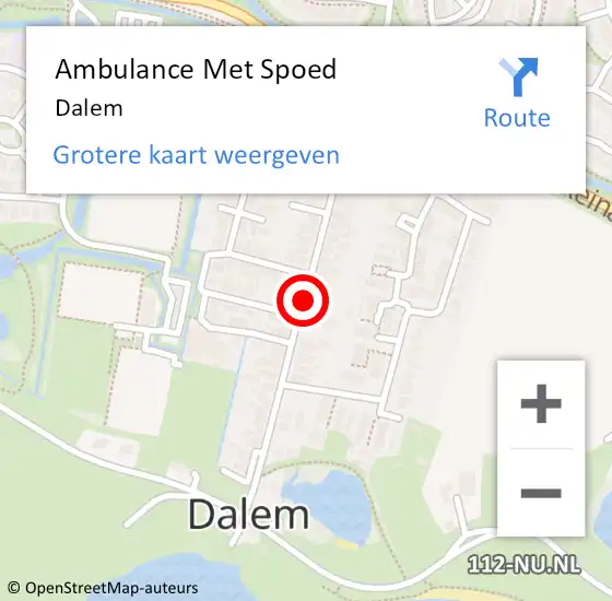 Locatie op kaart van de 112 melding: Ambulance Met Spoed Naar Dalem op 18 februari 2024 10:36