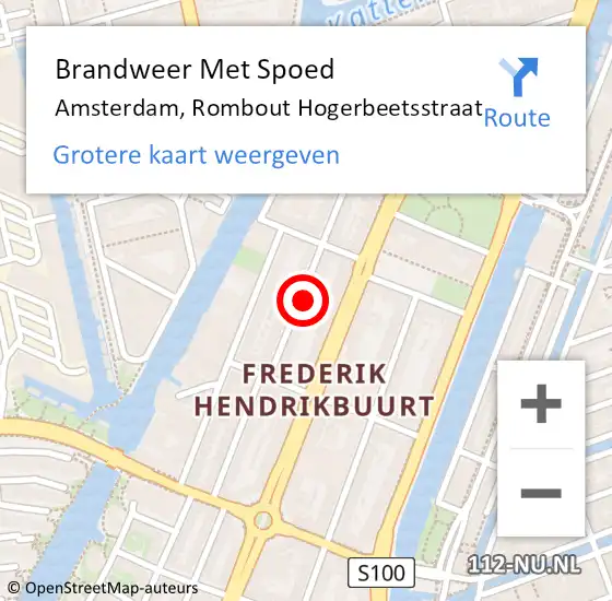 Locatie op kaart van de 112 melding: Brandweer Met Spoed Naar Amsterdam, Rombout Hogerbeetsstraat op 18 februari 2024 11:12