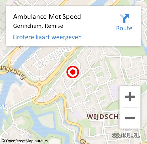 Locatie op kaart van de 112 melding: Ambulance Met Spoed Naar Gorinchem, Remise op 18 februari 2024 11:45