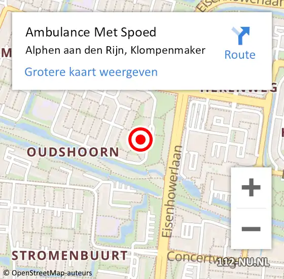 Locatie op kaart van de 112 melding: Ambulance Met Spoed Naar Alphen aan den Rijn, Klompenmaker op 18 februari 2024 12:21