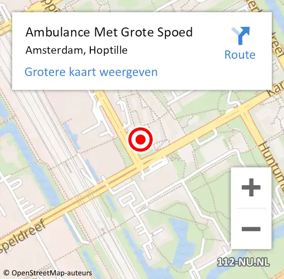 Locatie op kaart van de 112 melding: Ambulance Met Grote Spoed Naar Amsterdam, Hoptille op 18 februari 2024 12:31