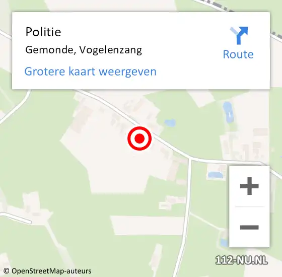 Locatie op kaart van de 112 melding: Politie Gemonde, Vogelenzang op 18 februari 2024 12:41