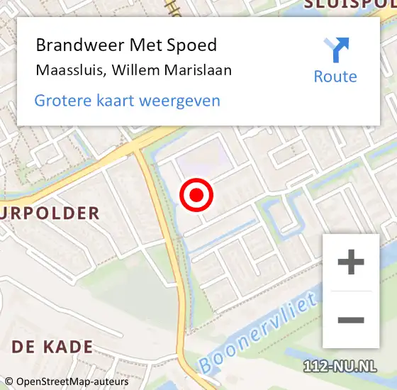 Locatie op kaart van de 112 melding: Brandweer Met Spoed Naar Maassluis, Willem Marislaan op 18 februari 2024 12:42