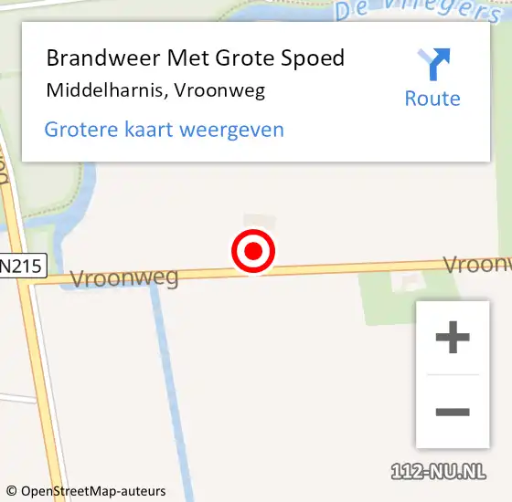 Locatie op kaart van de 112 melding: Brandweer Met Grote Spoed Naar Middelharnis, Vroonweg op 18 februari 2024 12:58