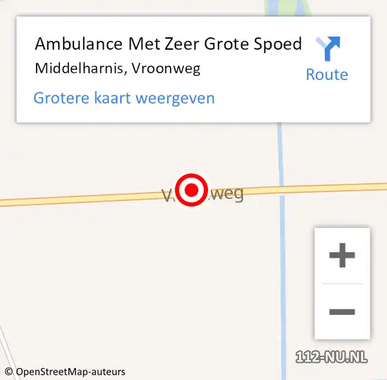 Locatie op kaart van de 112 melding: Ambulance Met Zeer Grote Spoed Naar Middelharnis, Vroonweg op 18 februari 2024 12:58