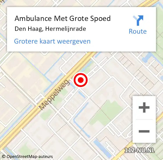 Locatie op kaart van de 112 melding: Ambulance Met Grote Spoed Naar Den Haag, Hermelijnrade op 18 februari 2024 13:16