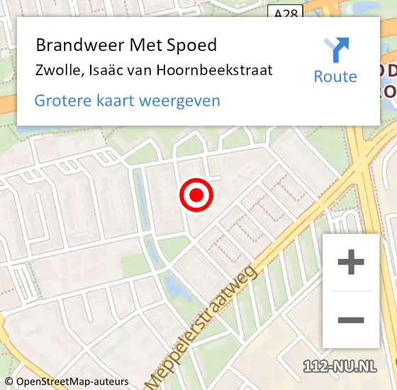 Locatie op kaart van de 112 melding: Brandweer Met Spoed Naar Zwolle, Isaäc van Hoornbeekstraat op 18 februari 2024 13:17