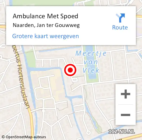 Locatie op kaart van de 112 melding: Ambulance Met Spoed Naar Naarden, Jan ter Gouwweg op 18 februari 2024 14:34